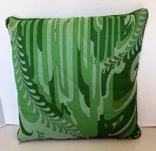 Vintage Emilio Pucci Square Silk Pillow/Cushion in Green Tones Signed