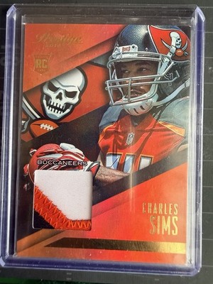 Charles Sims 2014 Panini Prestige Prime Patch Rookie #CS Buccaneers Jersey Relic