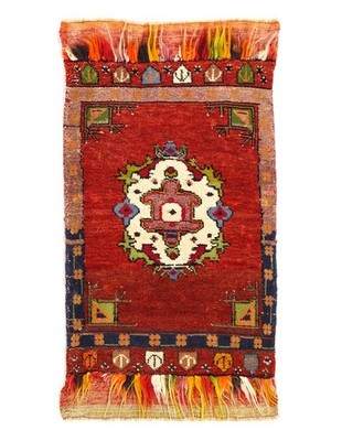 Rust Antique Turkish Oushak Hand-Knotted Wool Rug 2'X 3'7''