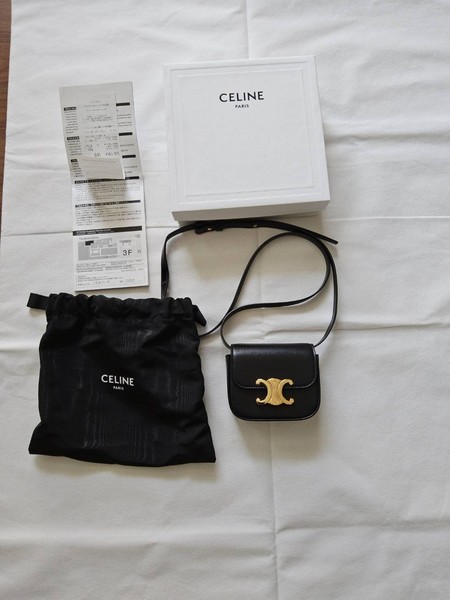 CELINE Triomphe mini Claude Angled Shoulder Bag Pochette Women With CopyReceipt 