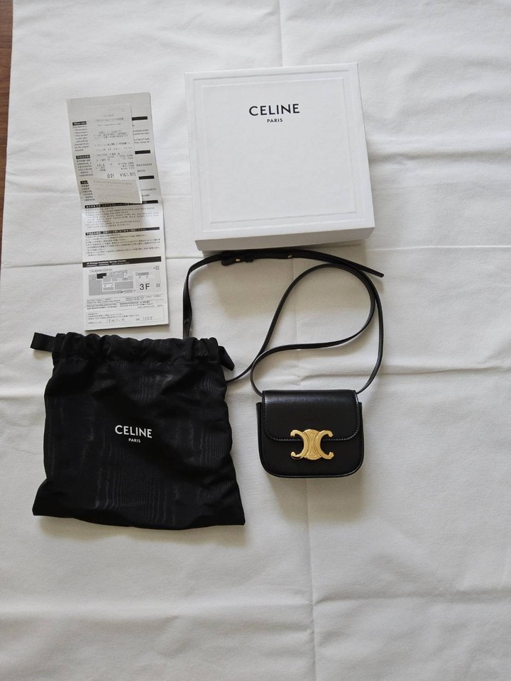 CELINE Triomphe mini Claude Angled Shoulder Bag Pochette Women With CopyReceipt 