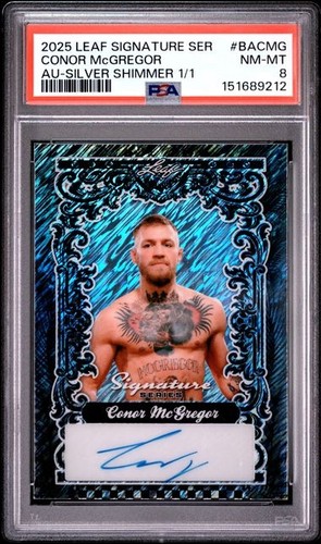 2025 Leaf Signature Series Conor McGregor Autograph Silver Shimmer 1/1 PSA 8