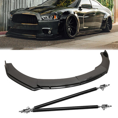 Carbon Fiber Front Bumper Lip Splitter Spoiler Strut Rods For Dodge Charger R/T