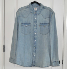 Levi's Pearl Snap Western Denim Jean Shirt Men's Size XL Standard Fit
