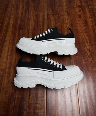 Alexander McQueen Tread Slick Black White Chunky Boots Sneakers - Size 38AM 8US