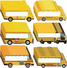 48 Pcs School Bus Student Name Plates Tags for Desk Classroom Bulletin Board