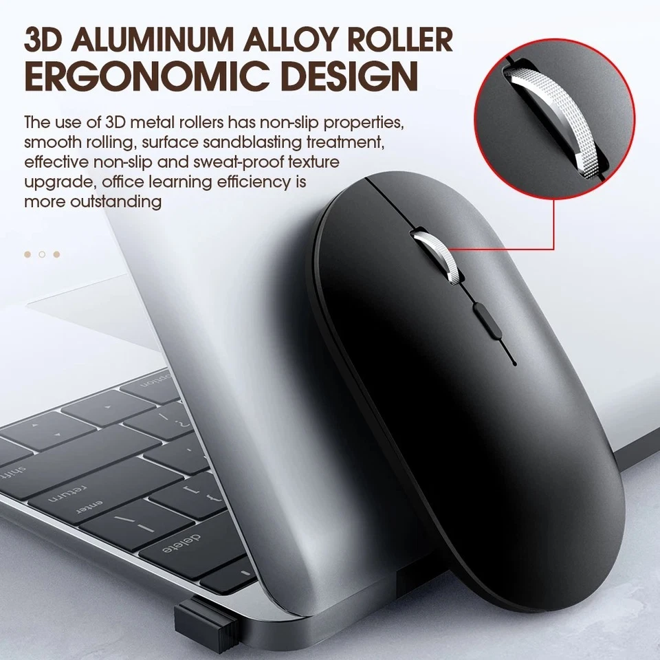 Rechargeable Silent Wireless Bluetooth Mouse for Laptop, PC, MacBook, Tablet - Image 4 of 4