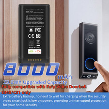   8000mAh C31 Battery for eufy E340 Video Doorbell Rechargeable With USB-C Cabel