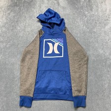 Hurley Hoodie Boys Medium 10/12 Blue Gray Long Sleeve Kangaroo Pockets Winter