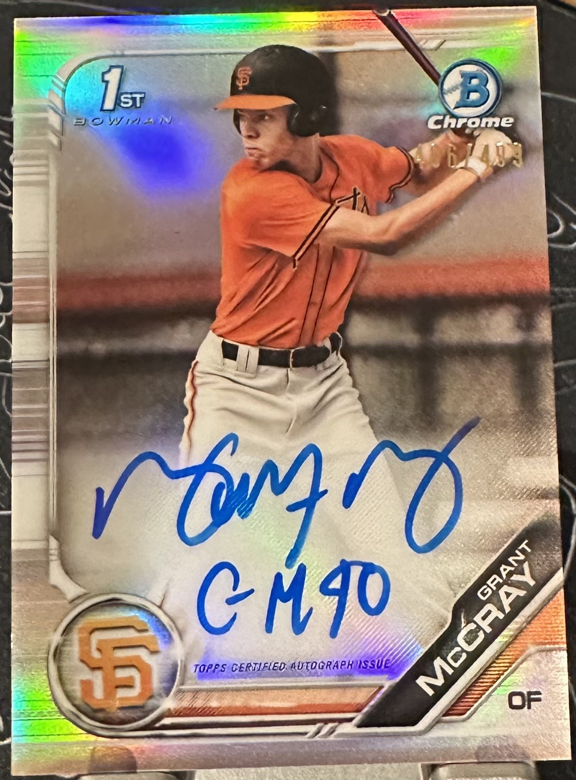 2019 Bowman Chrome Baseball Grant McCray 1st Bowman Auto Refractor /499 CDA-GM