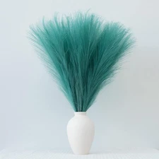 EVODIS Pampas Grass Decor, Fluffy Faux 6 Stem Lake-green 