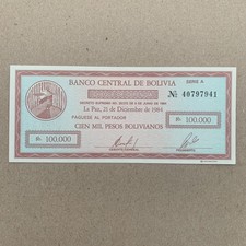 Bolivia, 100,000 (10 Centavos) Pesos Bolivianos, 1984, P-188, UNC Mercury