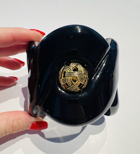 Angela Caputi Wide Black Resin Cuff Bracelet - Picture 1 of 3