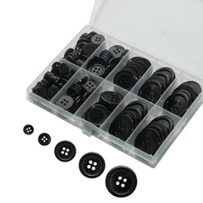 160 Pcs Black Buttons for Crafts 5 Sizes Mixed Round Sewing Clothes DIY Kit