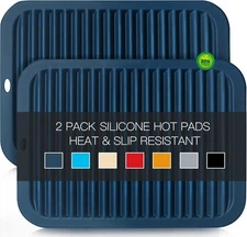 Silicone Mats for Kitchen Counter, 9x12'' Trivets 9x12in, 06 Indigo,2pack 