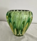 Murano Glass Flavio Poli Sommerso Vase For Seguso Vetri D'Arte Green Yellow MCM