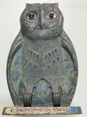 Rare 1930s Bourjois Bakelite Early Blue Marbled Owl Perfume Bottle Case Vintage