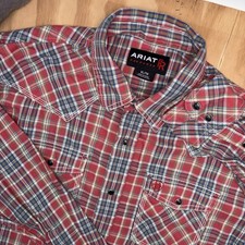 Ariat FR Work Shirt XL Flame Resistant CAT 2 Plaid Pearl Snap Western Button Up