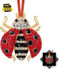 Ladybug Christmas Ornaments - Metal Ladybug with Rhinestones Ornaments for Hangi