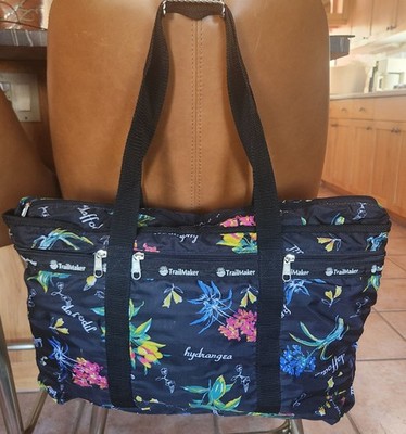 TrailMaker Black Floral Botanic Nylon Tote Bag LARGE