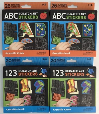 Crocodile Hunter ABC Scratch Art Sticker x 2 & 123 Scratch Art Stickers x 2 NEW