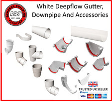 Deepflow White Gutter 116mm Guttering & 68mm Downpipe Fittings Rainwater