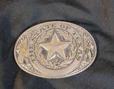 The State of Texas Oval Belt Buckle Metal Flag Star