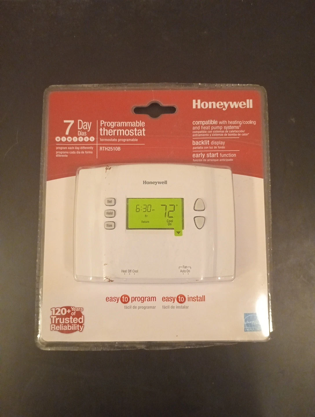 Honeywell 7-Day Programmable Thermostat in White - RTH2510B1000 RTH2510B, Sealed