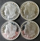 Lot of Four HM 1oz Silver Morgan Rounds