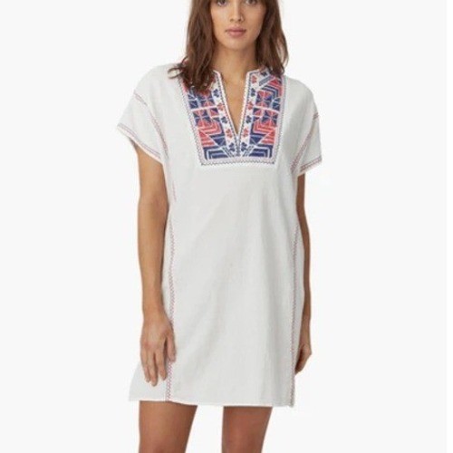Xirena Vida Cotton Gauze Embroidered White Tunic Mini Dress Small Boho Festival