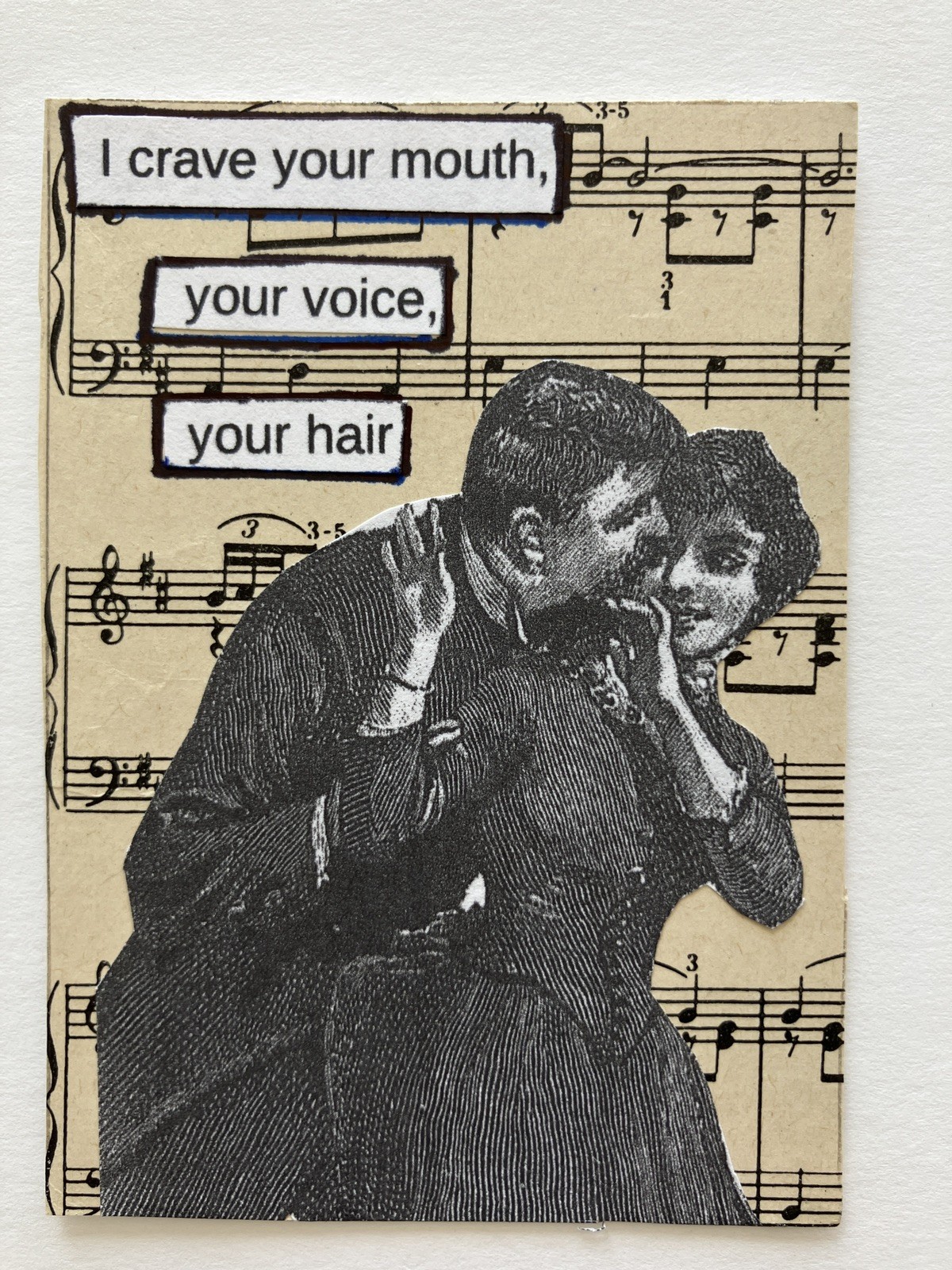 ACEO Original Art Collage by Storm "I Crave Your Mouth" Romance