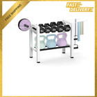 Heavy Duty Adjustable Dumbbell Rack with Side Hooks, 2-Tier Weight Set Holder