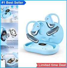 Open Ear Wireless Earbuds Bluetooth 5.4 IPX7 Waterproof LED Display Charging