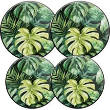 Round Stove Burner Covers For Electric Stove,Tropical Green Leaves Art Succul...