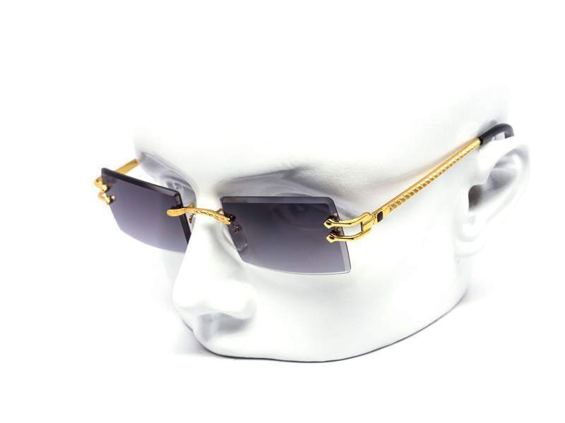 Pink Tint Mens Square Gold Frame Designer Hip Hop Shades Fashion