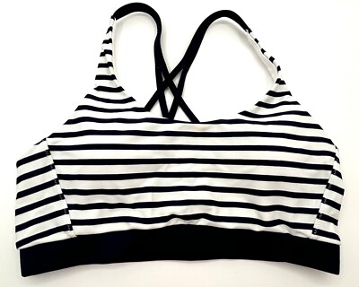 Venice Beach Bikini Swimsuit Top Sz 4 Navy White Stripe Halter Padded Removable