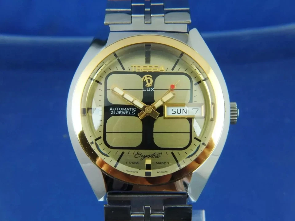 Reloj Automático Tressa Lux Cristal Vintage Retro Suizo Años 70 Nuevo de Lote Antiguo Cal AS 5206 Foto 3 de 4