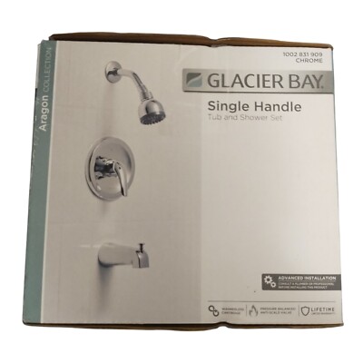 Glacier Bay HD874X-0001 Aragon 1-Handle 1-Spray Tub/Shower Faucet Chrome + Valve