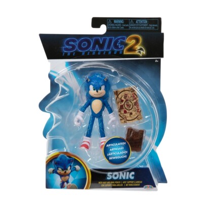 Sonic 2 Movie 4 Inch Figures Sonic with Map & Pouch New in Box Authentic Item