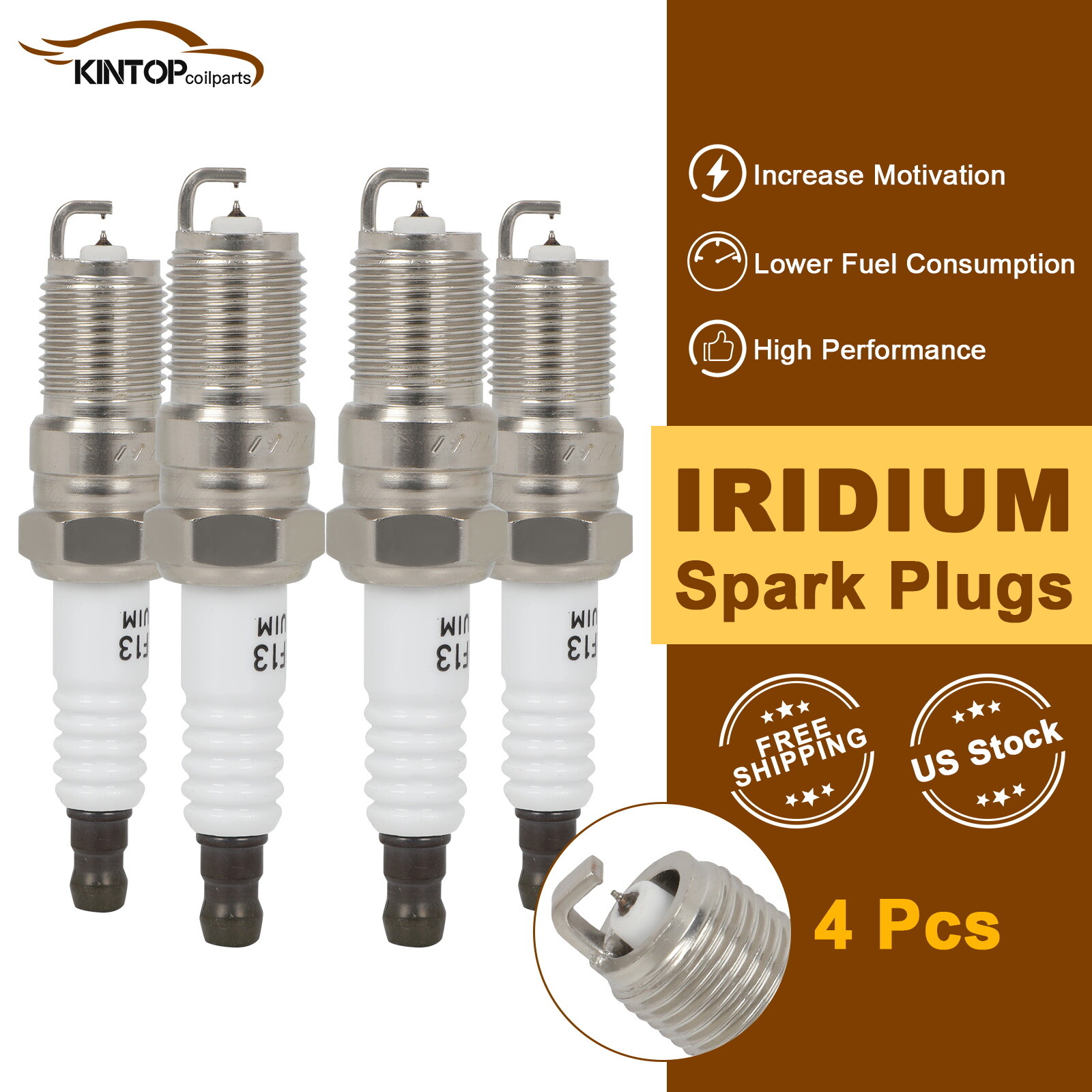4x Iridium  Platinum Spark Plugs For Mazda B2300 1994-1997 2001-2010 2.3L 90813
