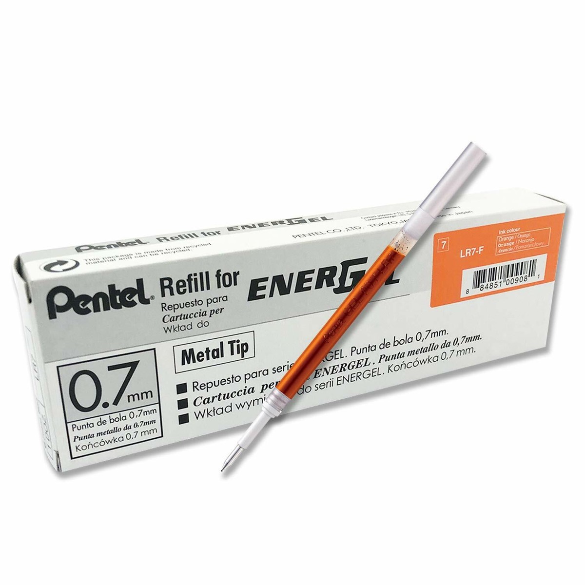 Recharges Stylo Gel Pentel Energel 0.7mm Noir - Pack De 4