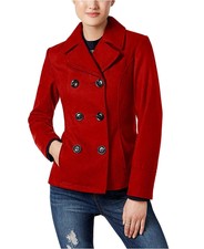 Celebrity Pink Peacoat Lipstick Red Size Small Button Double-breasted New Ct28