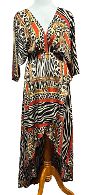 Women Fashion Nova Maxi Dress Kyana Safari Animal Print Abstract Multicolor  Sz M | eBay