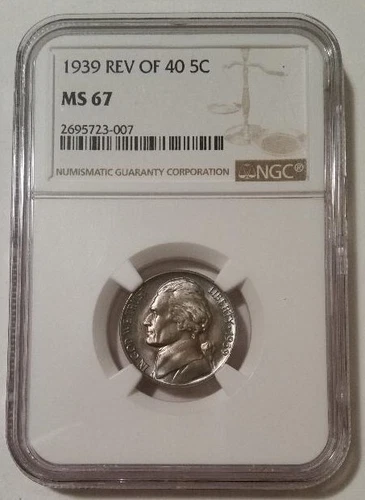 1939 Jefferson Nickel Reverse of 1940 MS67 NGC Nice Light Toning