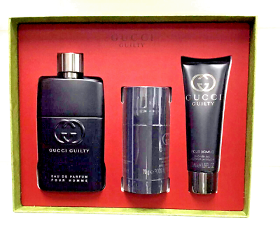 GUCCI GUILTY Men's Pc Gift Set EAU DE PARFUM Oz Deo Stick