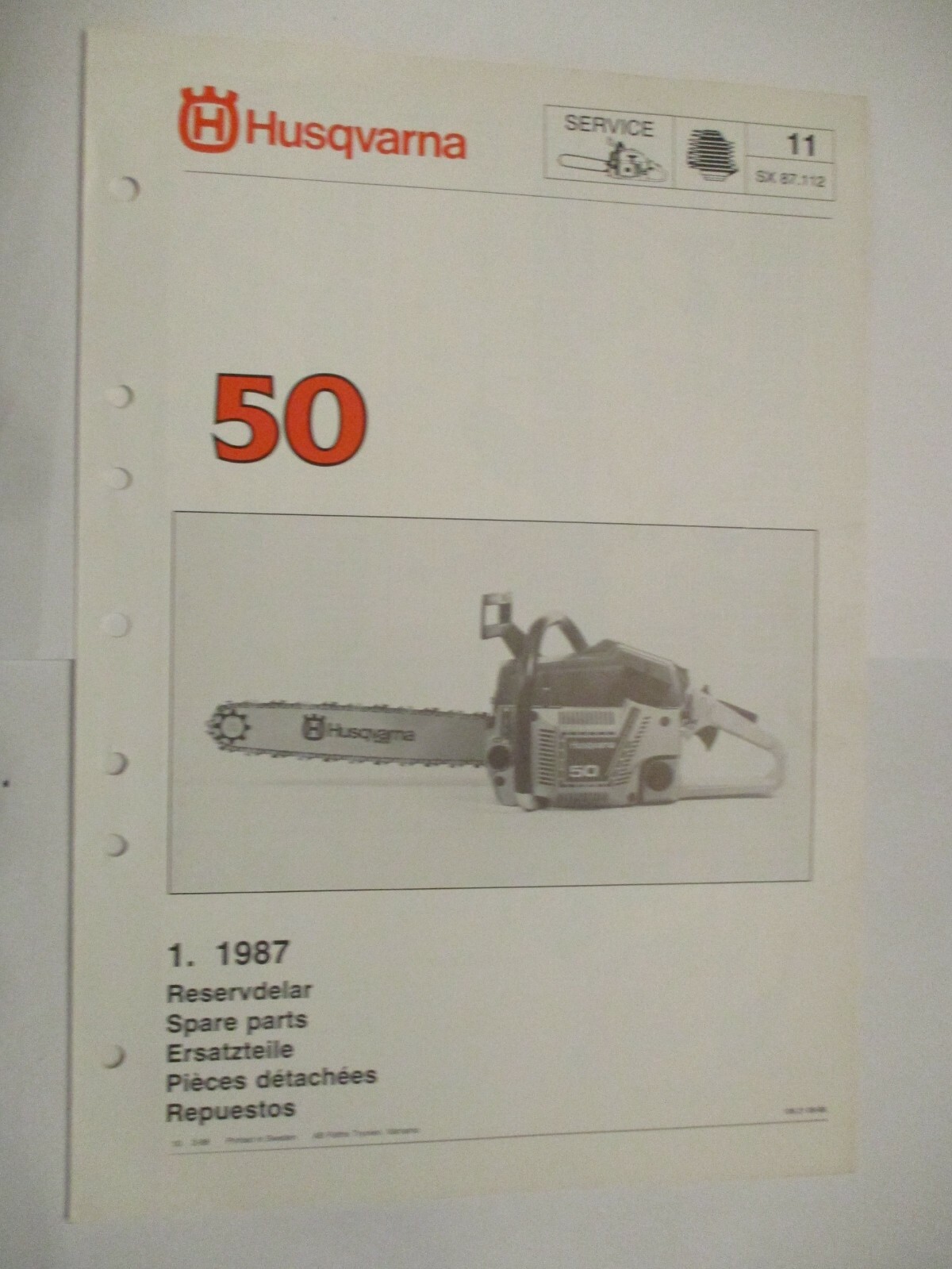 NEW HUSQVARNA 50 PARTS LIST MANUAL 1. 1987 NOT A REPRINT eBay