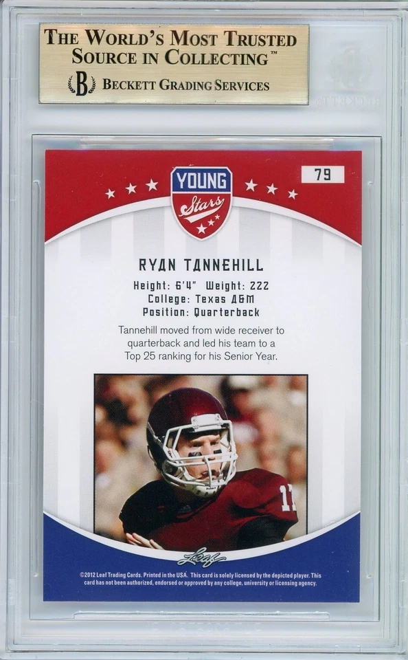 Ryan Tannehill BGS 9.5: 2012 Leaf Young Stars Draft Rookie Highest Subs POP 3 - Image 2 of 3