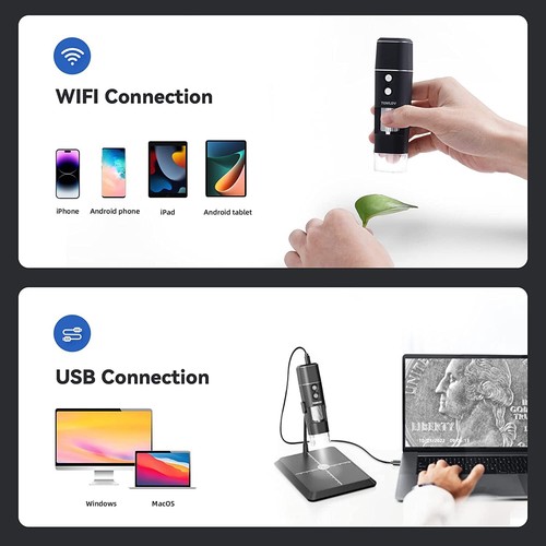 TOMLOV DM1 Wireless Microscope 50X-1000X 1080P HD USB for iPhone Android PC Mac - Picture 13 of 15
