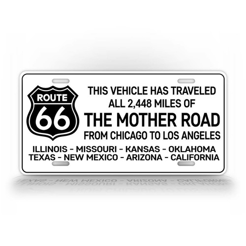 Route 66 Mother Road License Plate This Vehicle Has Traveled Route 66 Auto Tag - Picture 5 of 5