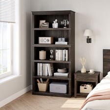 5 Tier Bookcase 31.4" x 12.7" x 67.4" Book Shelf with Storage Open Display Books